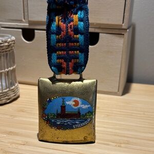 Stockholm Souvenir Bell with Colorful Embroidered Strap